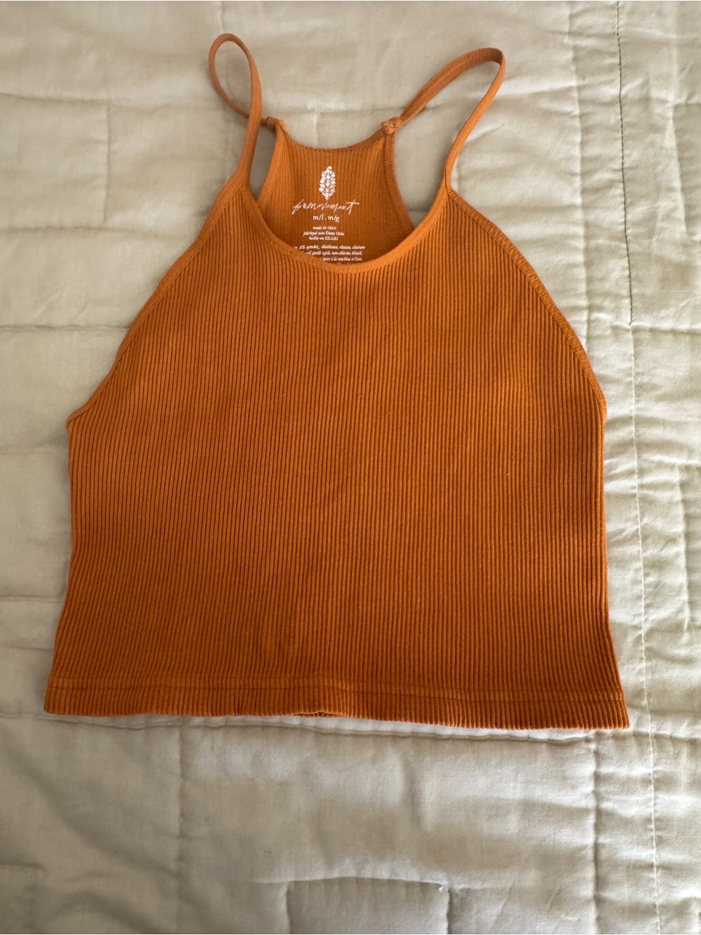 FP Movement by Free People Rust Orange Ribbed Cropped Tank